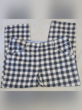 Tommy Hilfiger Women’s Houndstooth Pants 12 Blue White Cropped Stretch Preppy
